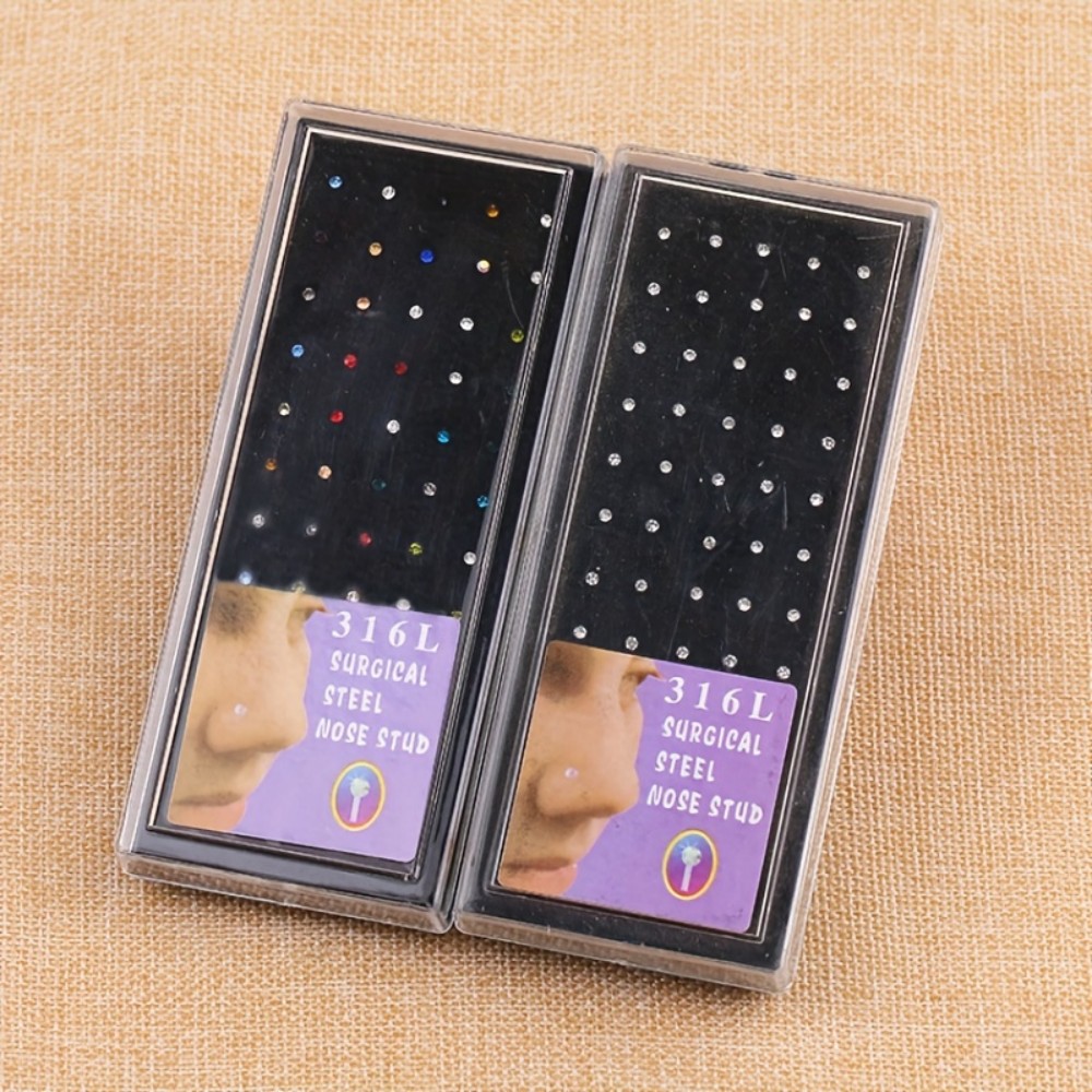 60pcs Nose Ring Set Stud Earri - đánh giá và giá Body Jewelry Store