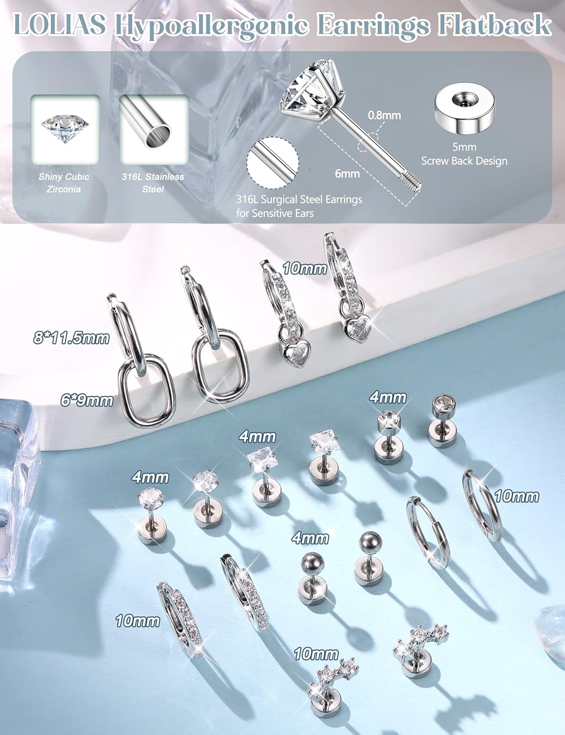 Drperfect 2Pcs/1Pair Hypoaller - đánh giá và giá Body Jewelry Surgical Steel
