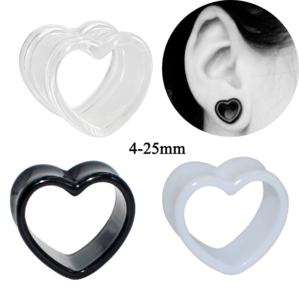 Acrylic Love Black White Heart - đánh giá và giá Body Jewelry Ear Plugs