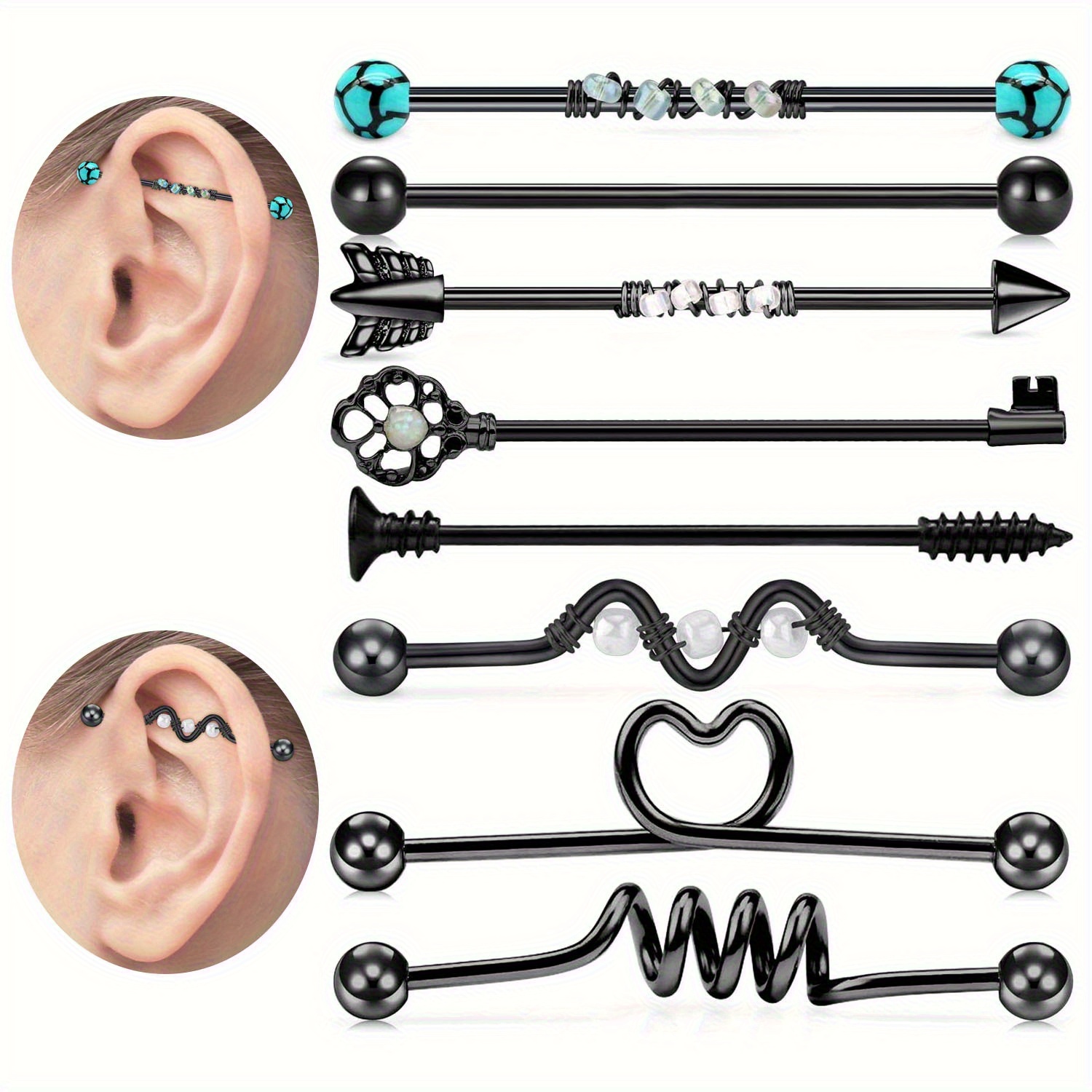 8pcs14G Stainless Steel Indust - đánh giá và giá Body Jewelry Industrial