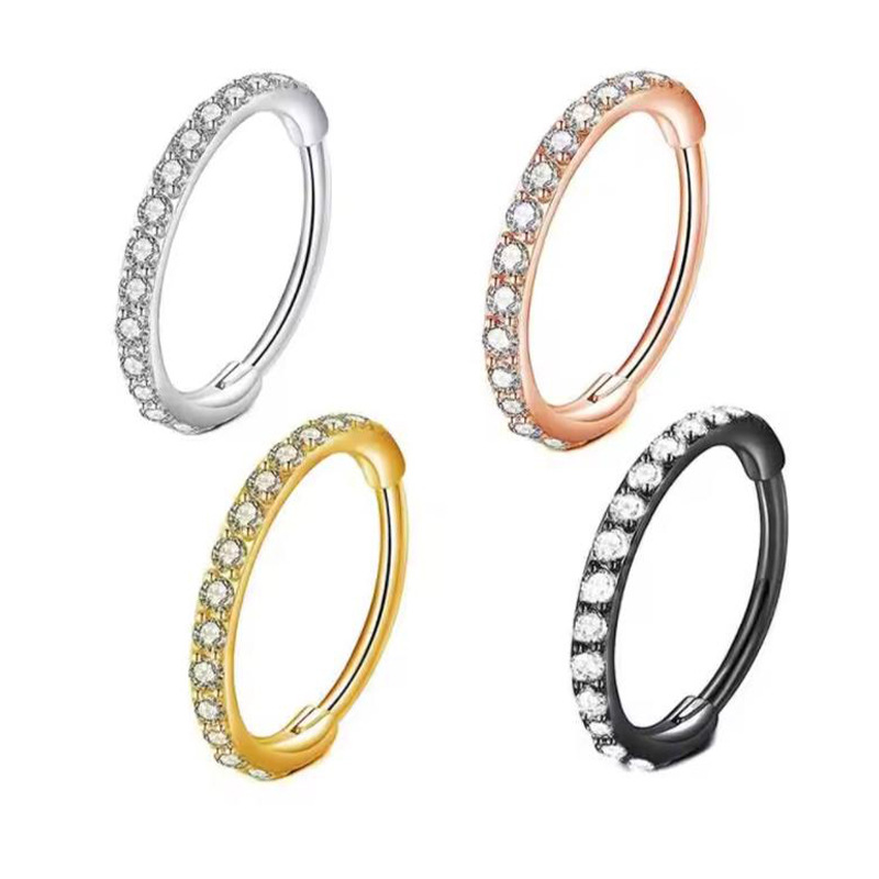 16G Clear CZ Nose Ring Hoop 31 - đánh giá và giá Body Jewelry Surgical Steel