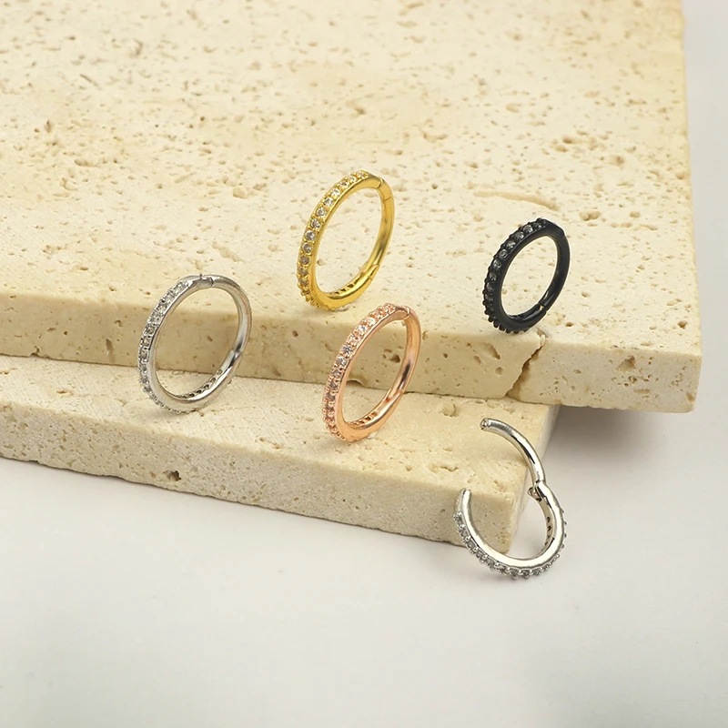 16G Clear CZ Nose Ring Hoop 31 - đánh giá và giá Body Jewelry Surgical Steel