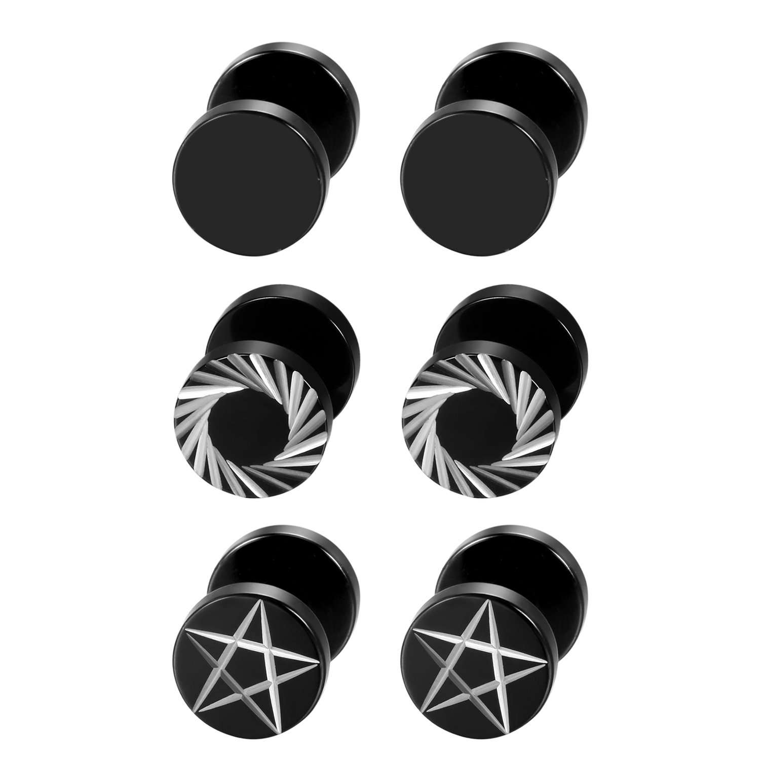 2Pcs/6Pcs Black Stainless Stee - đánh giá và giá Body Jewelry Ear Plugs