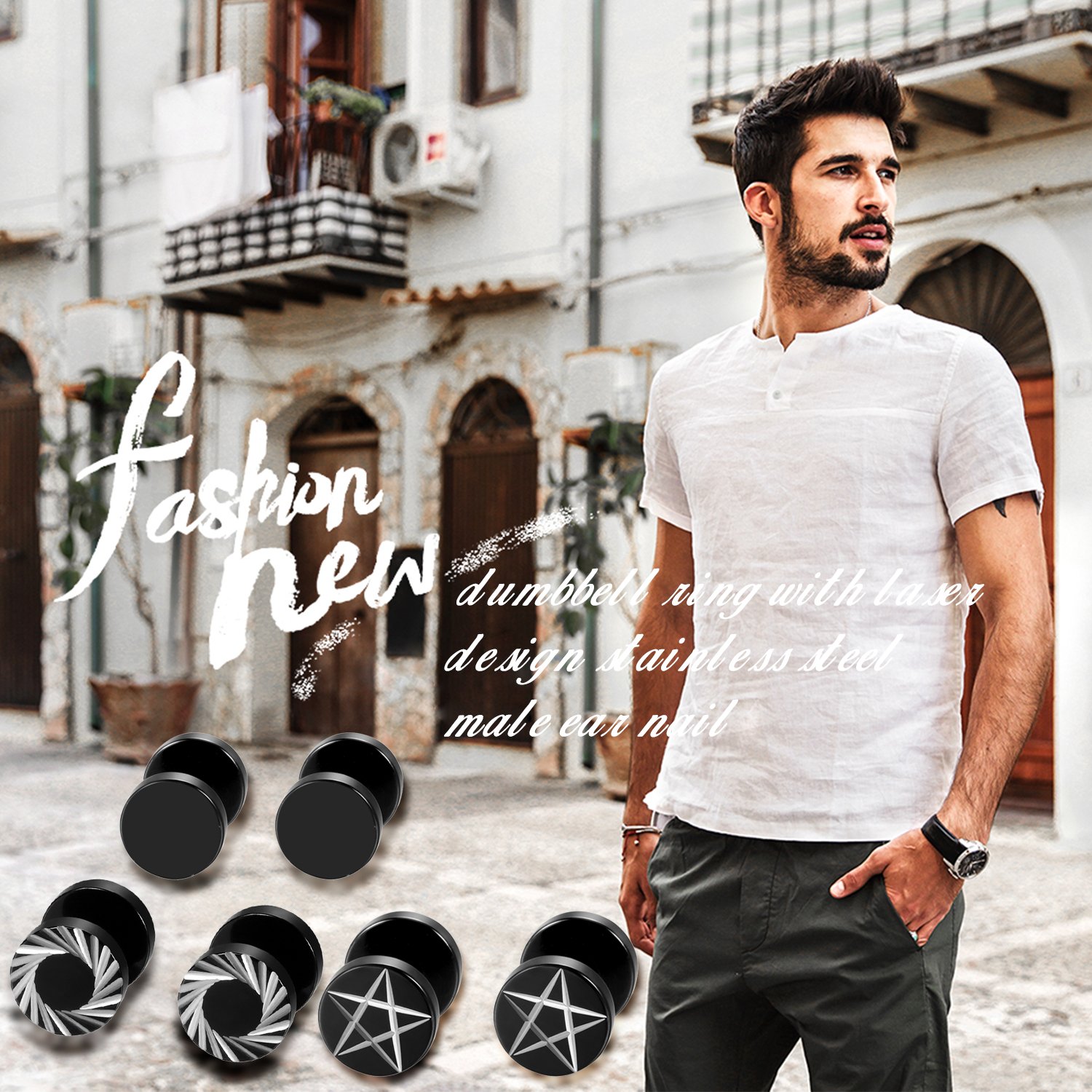 2Pcs/6Pcs Black Stainless Stee - đánh giá và giá Body Jewelry Ear Plugs
