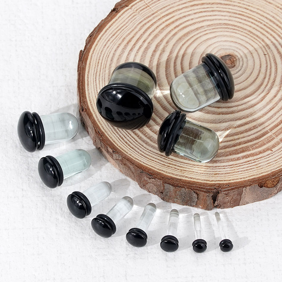 2pcs Glass Ear Gauges Stretchi - đánh giá và giá Body Jewelry Ear Plugs