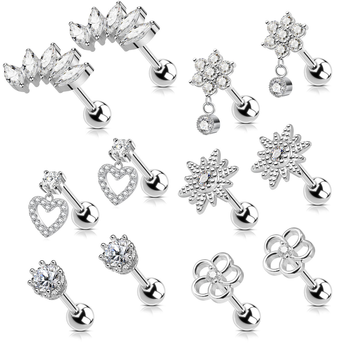 2pcs Cartilage Earrings Stud F - đánh giá và giá Body Jewelry Surgical Steel