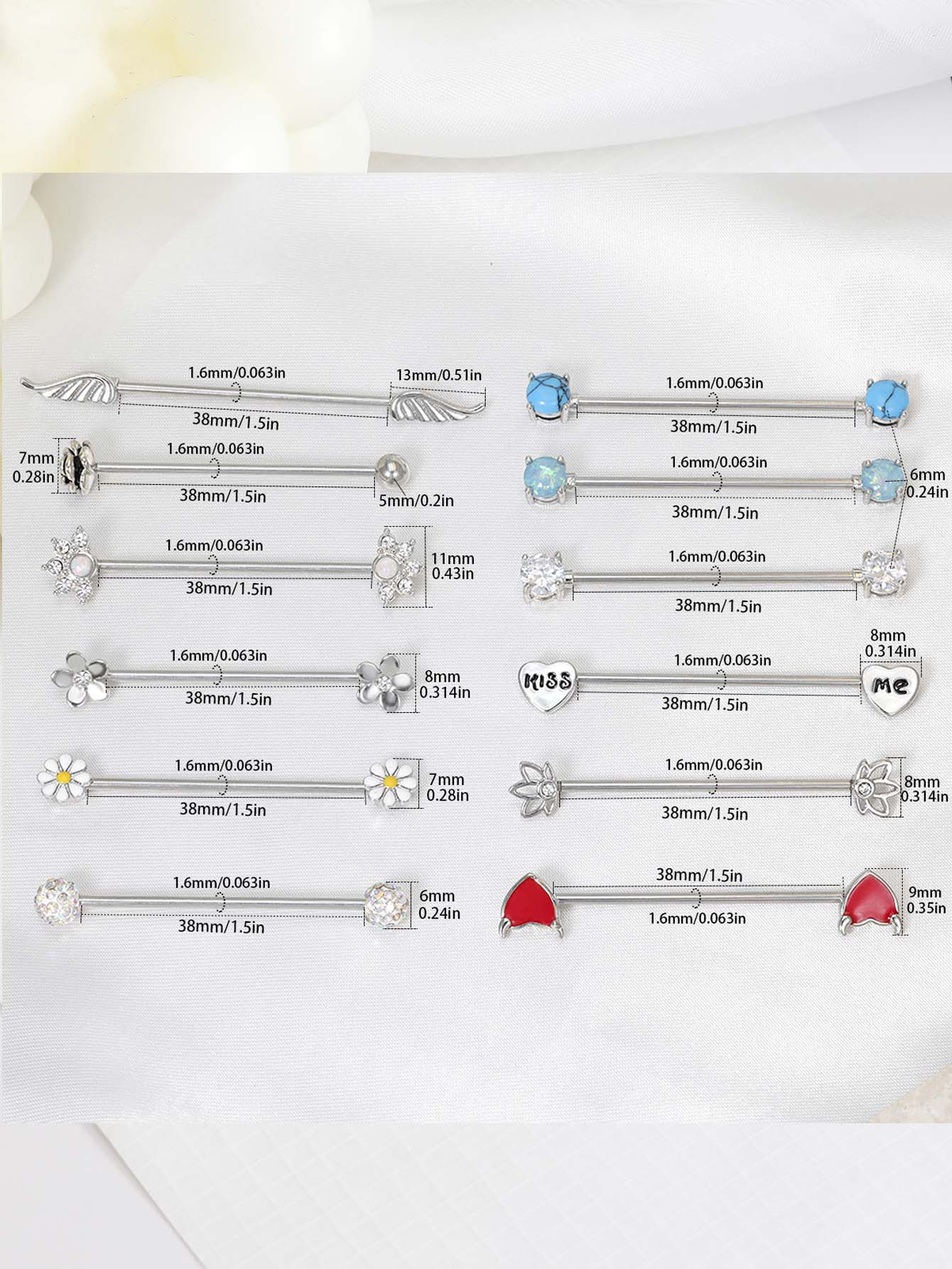 16G Arrows Hearts Industrial B - đánh giá và giá Body Jewelry Industrial